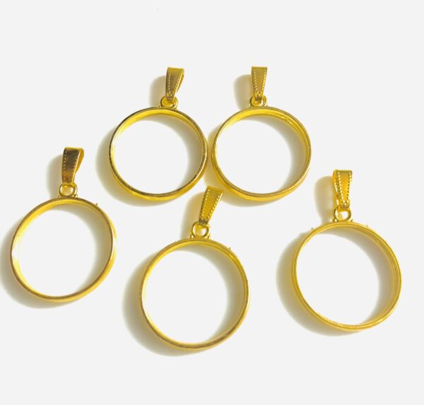 5 Big Round Gold Pendant Bezels