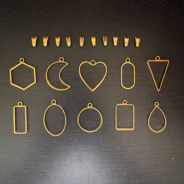 Multi-Shape Pendant Bezels with Connector (pack of 10)