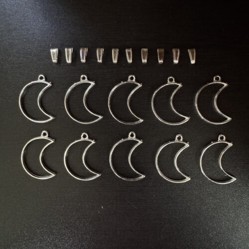 Moon Shape Pendant Bezels with Connector