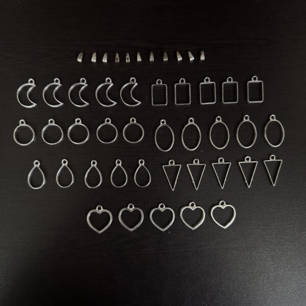 Small Multi-Shape Pendant Bezels with Connector (pack of 35)