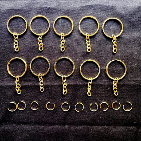 Keychain Ring Pack of 10 - Gold Color
