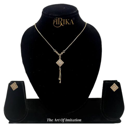 Imported Rose Gold-Plated Jewelry Set for Women | Stylish Pendant with Stud Earrings | Uniquely Crafted Look | Party Wear & Gift Ready