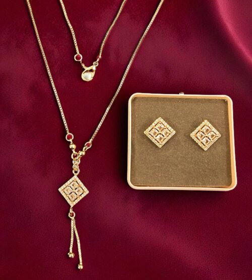 Imported Rose Gold-Plated Jewelry Set for Women | Stylish Pendant with Stud Earrings | Uniquely Crafted Look | Party Wear & Gift Ready