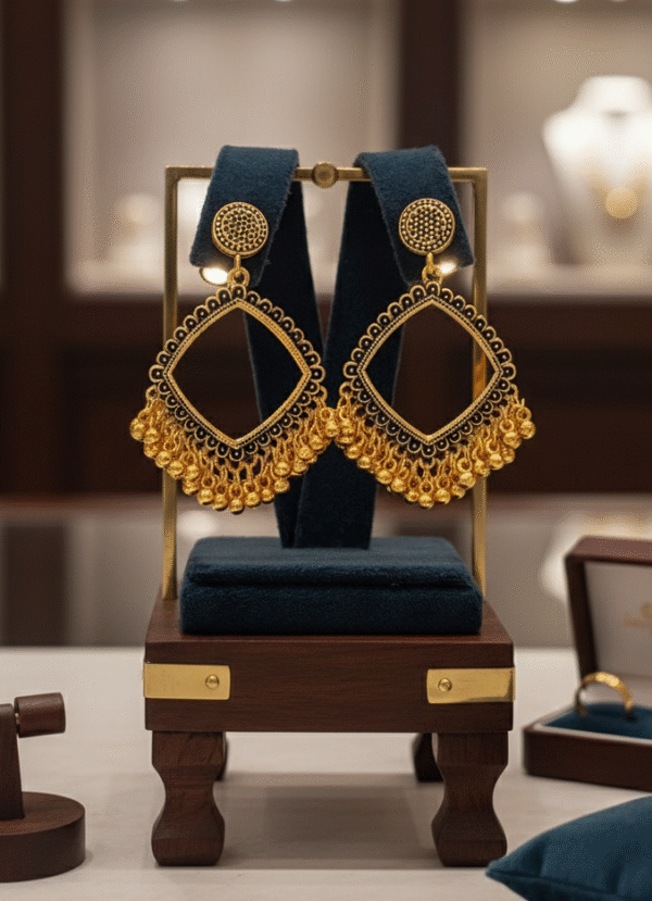 Classic Rectangular Square Jhumkha Bazel | Gold-Coated Jewelry Base for Resin & Craft – Pack of 1