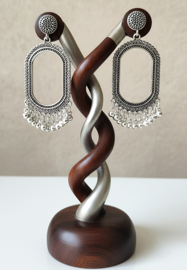 Rectangular Oval Jhumkha Bazels | Silver-Coated Base for Resin Jewelry & Earrings – Pack of 1