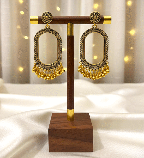 Rectangular Oval Jhumkha Bazels | Gold-Coated Base for Resin Jewelry & Earrings – Pack of 1