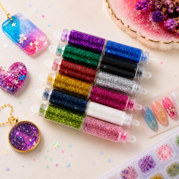 12 In 1 Color Glitter Powder Message Bottle Set for Resin Art & Craft