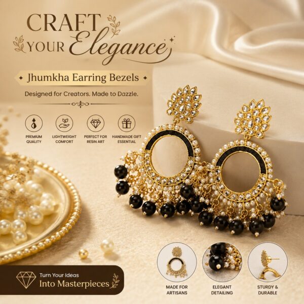 Chand Baliya Resin Jhumka - black