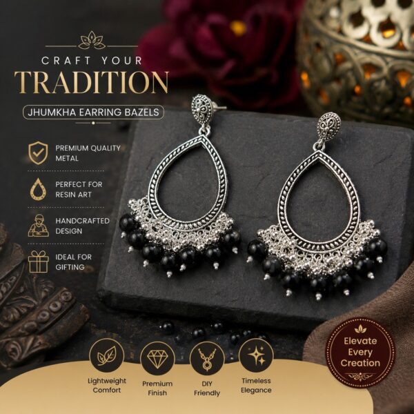 Jhumka Bezels with Moti -new drop - black