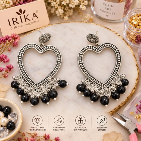 Jhumka Bezels with Moti- new heart - black