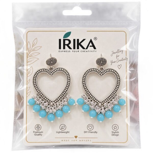 Jhumka Bezels with Moti- new heart skayblue