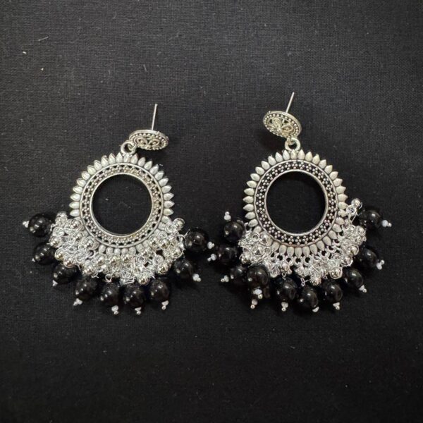 Jhumka Bezels with Moti - sunflower - black