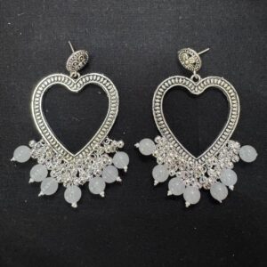 Jhumka Bezels with Moti- new heart -  white