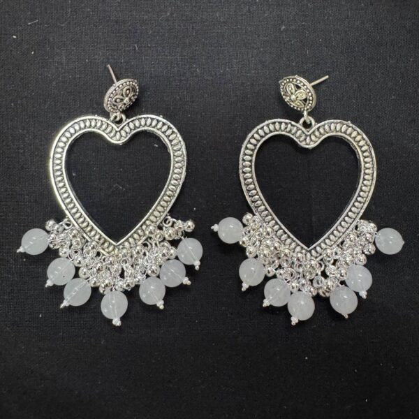 Jhumka Bezels with Moti- new heart -  white