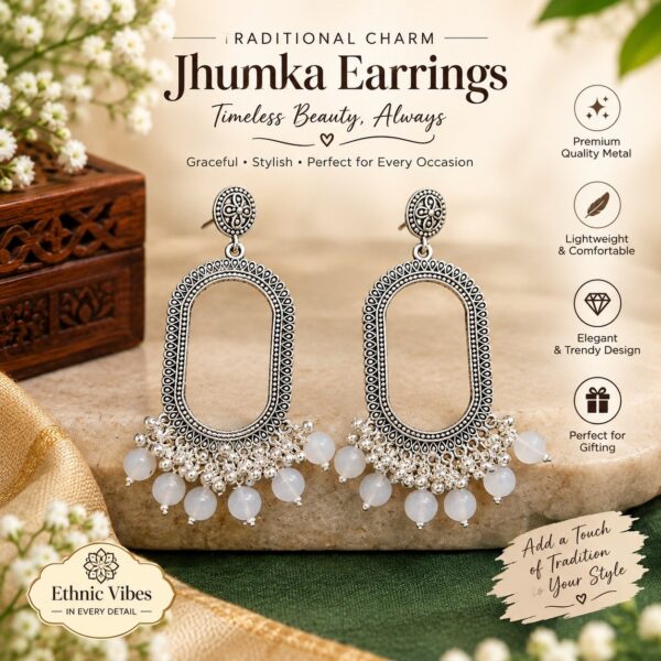 Jhumka Bezels with Moti- new oval white